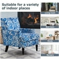 thumbnail image 5 of Aukfa Accent Chair Mid-Century Modern High Back Armchair Lounge for Living Room, Rivet Trim, Blue-and-White Porcelain Pattern, 5 of 10