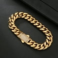 thumbnail image 4 of KRKC&CO 12mm Mens Cuban Link Bracelet, 18k Gold Plated Iced Out 5A Cubic Zirconia Miami Thick Bracelet, Durable and Anti-tarnish Urban Street-wear Hip Hop Jewelry for Boys, 8in, 4 of 7