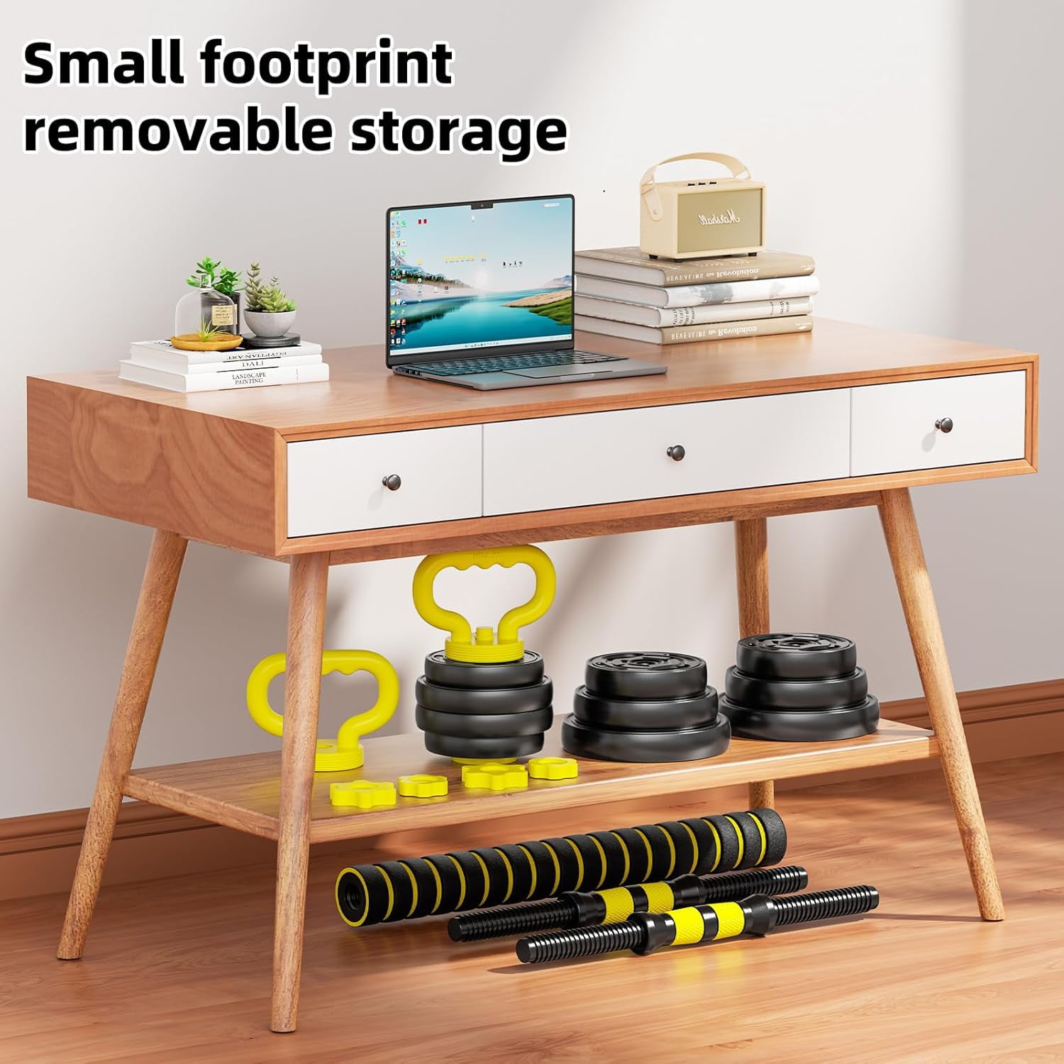 Adjustable  Set 10-90lbs 4-in-1  Weights Barbell Kettlebell Push  Stand for Home Gym Fitness