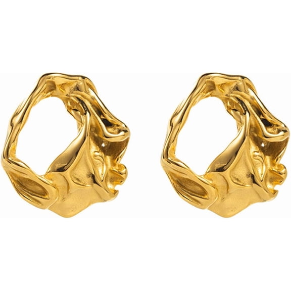 Miora Hammered Irregular Gold Hoop Earrings, 14K Gold Plated Abstract Textured Jewelry for Women