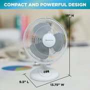 Comfort Zone 12 in. 3-Speed Oscillating Table or Desk Fan, White