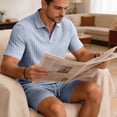 thumbnail image 5 of Clossjun Summer Beach Outfits 2 Piece Short Sleeve Shirts for Male Shorts Vacation Outfits Sets for Men, 5 of 6