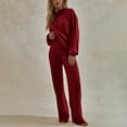 thumbnail image 6 of Sweatsuits for Women 2 Piece Set Ribbed Knit Outfits Long Sleeve Hoodie Sweatshirt Pullover Long Pants Tracksuit Lounge Sets, 6 of 6