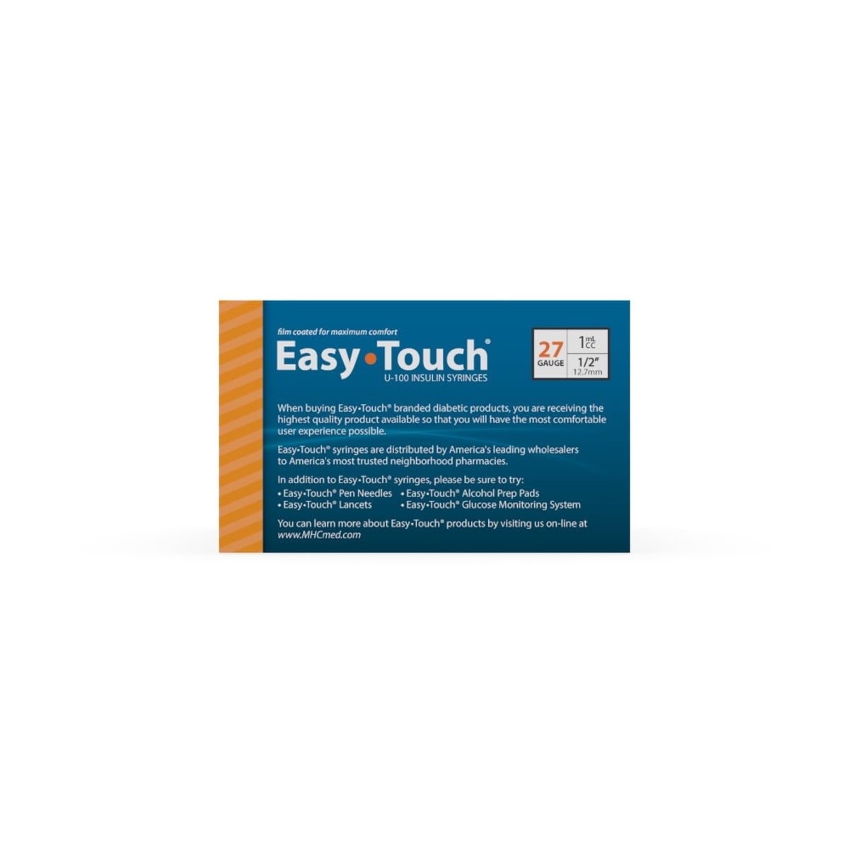 EASY TOUCH SYR, 27G 1C 1/2-Inch, Box of 100, 827155