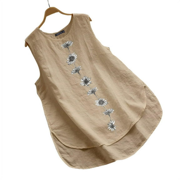 ZANZEA Womens Sleeveless Flower Print High Low Casual Loose Vest Tops
