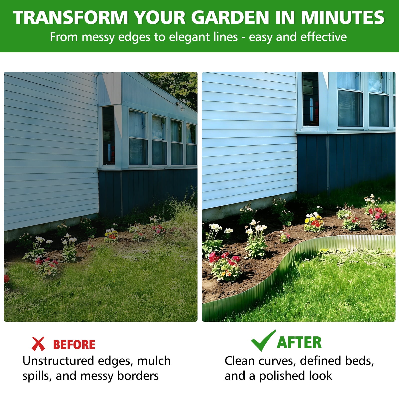 ROMUCHE Corrugated Garden Edging 12" x 50Ft, Flexible Metal Landscape Edging Border for DIY Flower Beds Lawn Yard Tree Surrounds Driveway