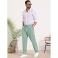 thumbnail image 4 of DARING DIVA Men's Beach Pants Drawstring Waist Breathable Summer Linen Pants 32 Green, 4 of 6