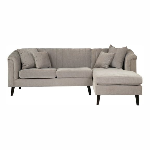 Furniture of America Chenille Upholstery Loris Sectional, Light Gray