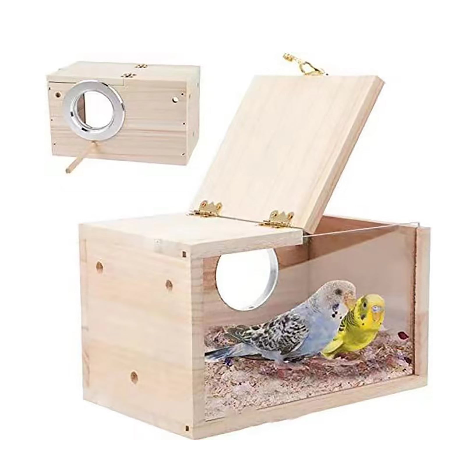 Bird for Small Birds - Transparent Wood Breeding for Budgies Parrots Lovebirds Finches Cage Accessories