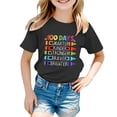 thumbnail image 1 of T-shirts Filles Retour à l'École Imprimé Col Rond Manches Courtes Décontractées Hauts Filles Noir 3-4 Ans, 1 of 4