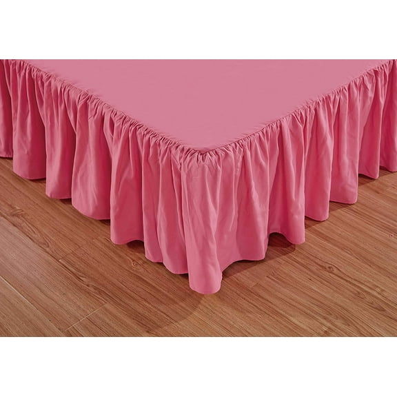 Sheets & Beyond Pink Gathered Wrap Around Bed Skirt, Queen