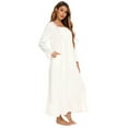 thumbnail image 7 of Victorian Nightgown for Women White Casual Fit Short Sleeve Lace Full Length Night Dress Embroideries 90S Sleepwear Nightdress,Button Up Square Collar Nightwear Lounge Gown,S-2XL, 7 of 7