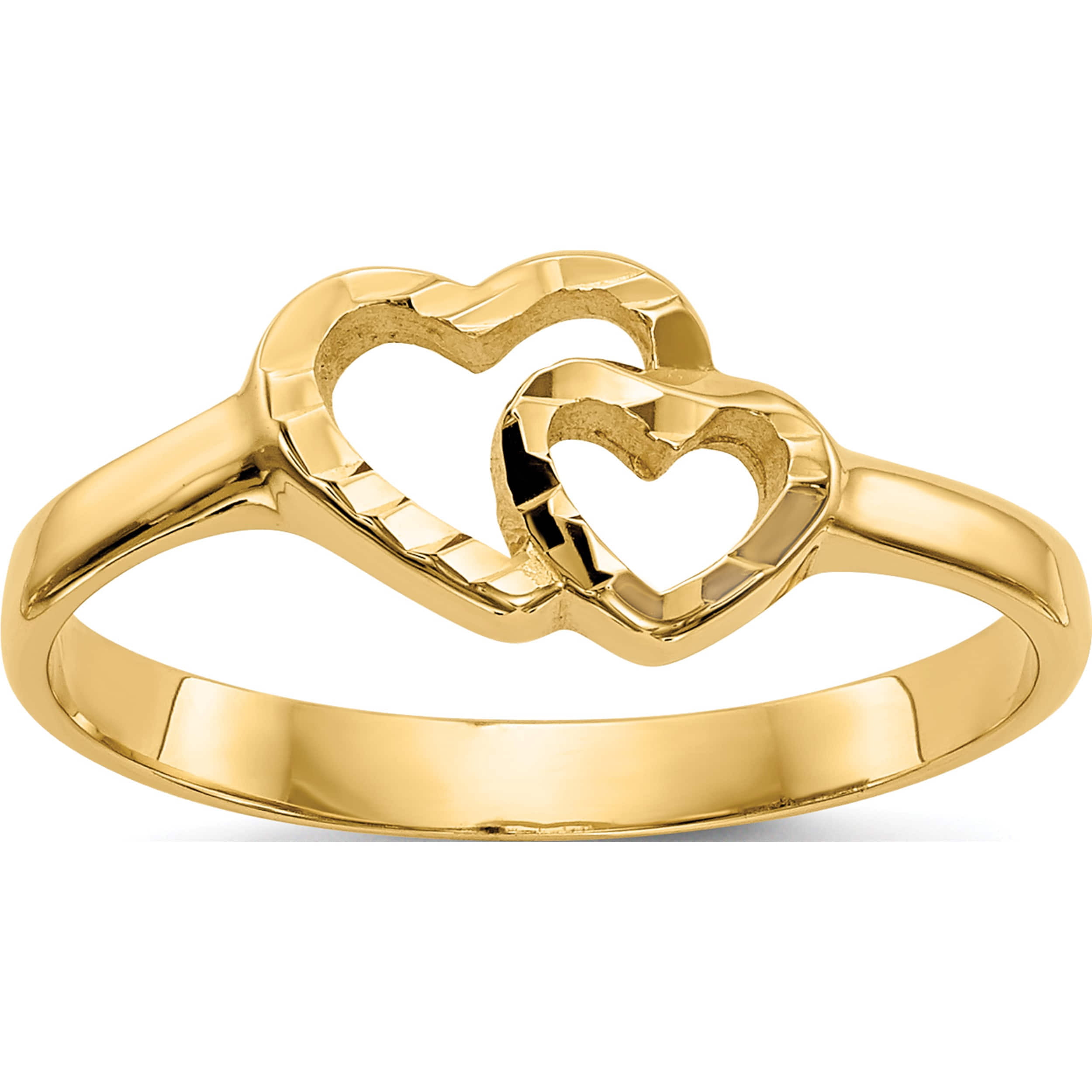 Double Heart Photo Engraved Fusion Ring