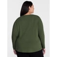 thumbnail image 3 of Terra & Sky Women's Plus Size V Neck Tee with Long Sleeves, Size 0X-5X, 3 of 5