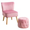 thumbnail image 1 of Fauteuil d'appoint et pouf Lynwood en velours, 1 of 9