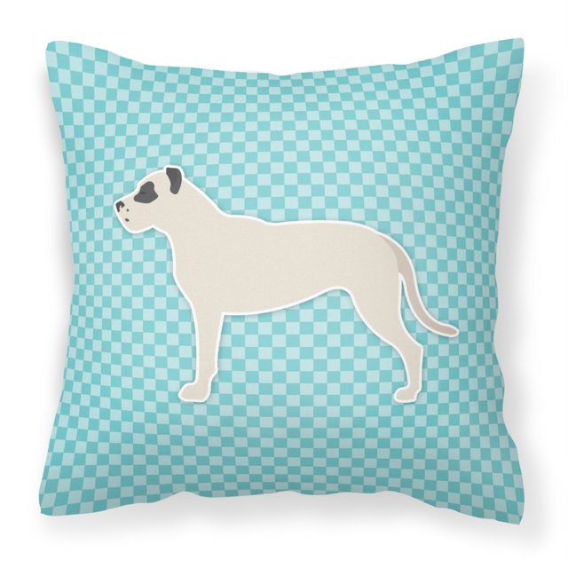 Caroline's Treasures BB3767PW1818 Almohada decorativa azul con tablero de ajedrez Dogo Argentino, 18 x 18, multicolor Caroline's Treasures BB3767PW1818