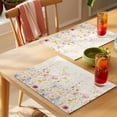 thumbnail image 4 of Pink Yellow Purple Flower Placemats Set of 1, Country Vintage Watercolor Floral Green Leaf Non-Slip Place Mats Washable Table Mats for Kitchen Dining Table Decorations Indoor/Outdoor, 4 of 9