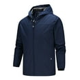 thumbnail image 3 of BXINGOHAI Men's Plus Size Rain Jacket With Hooded Drawstring Long Sleeved Raincoat Solid Full Zip Up Windbreaker Jackets Athletic Hiking Camping Outwear Today Dark Blue,XXXXXL, 3 of 5