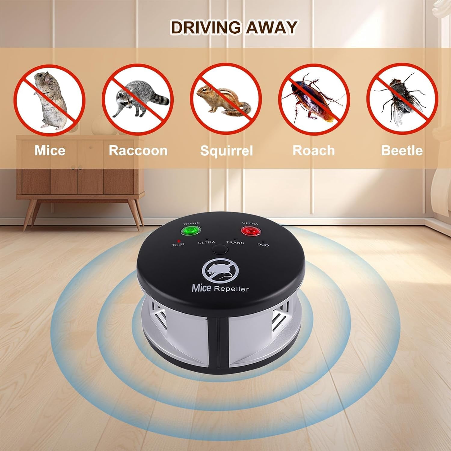 Ultrasonic Rodent Repelent Indoor, Ultrasonic Mice Repelent Plug in Pest Deterrent 360° Control for Rodent, Squirrel Repellent Plug in Deterrent for House, Pest Control for Basement