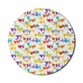 thumbnail image 1 of Colorful Mouse Pad for Computers, Various Toned Flags in Triangle Shapes Geometric Birthday Graphic Art Print, Round Non-Slip Thick Rubber Modern Gaming Mousepad, 8" Round, Multicolor, by Ambesonne, 1 of 2