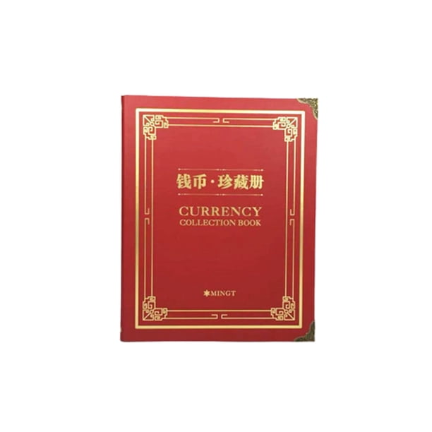 Sidaley Álbum de billetes de papel, 30 páginas, billetes, 180 compartimentos, soporte para monedas, 6 ranuras, mangas de hojas sueltas, colector de Cuadernos de escritura y cuadernos de bocetos Rojo