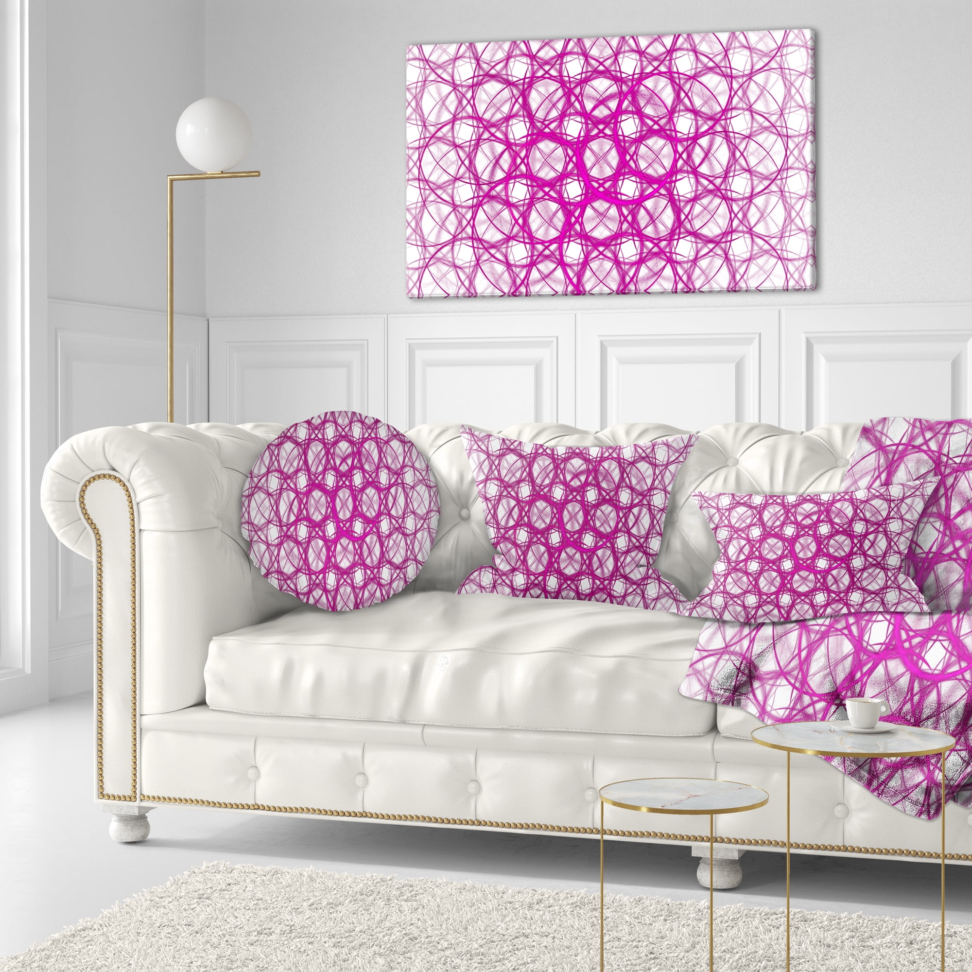 Designart Pink Unusual Metal Grill - Abstract Throw Pillow - 12x20