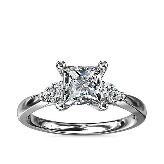 0.70 Carat Beautiful Princess Cut Natural Diamond Three Stone Ring for Engagement Solid 950 Platinum Size 7