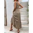thumbnail image 4 of Women Summer Dresses Sleeveless Diamond Print Casual Loose V Neck Maxi Dress Beach Vacation Sundress (Apricot,Large), 4 of 6