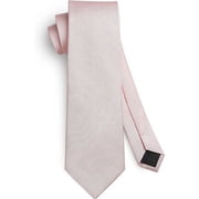 HISDERN Solid Color Ties for Men Business Tie and Pocket Square Set Classic Satin Mens Wedding Necktie,pink Blush