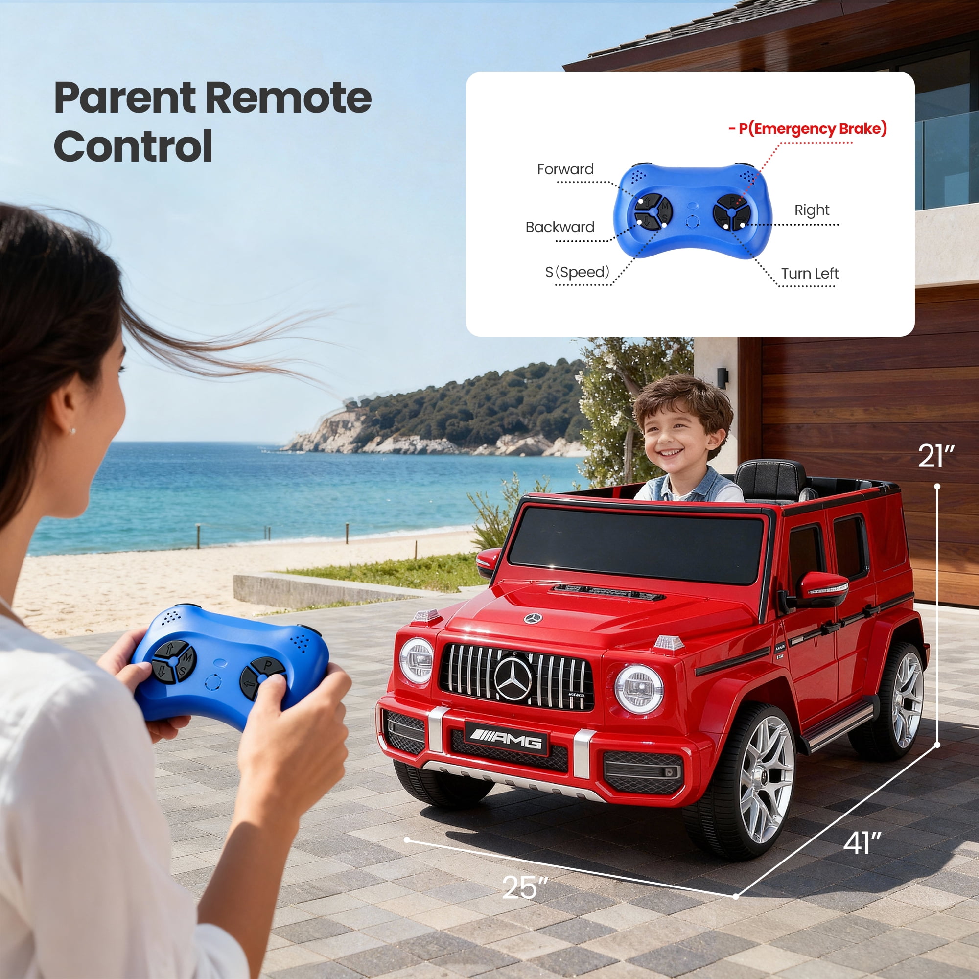 Cozphia Licensed Mercedes-Benz AMG G63 Ride on Car,12V Electric Vehicles with Remote Control,Rechargeable Battery,Flickering Lights/LED Lights, Bluetooth,Music