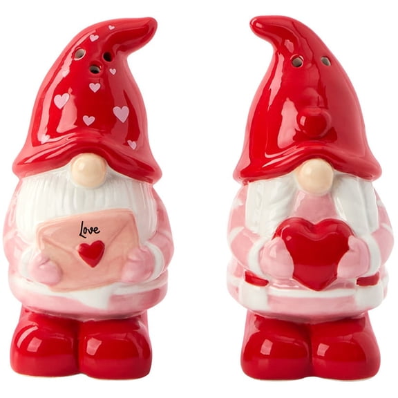 Valentine's Day Whimsical Gnome Printed Tabletop Collection - Set of 2 Salt and Pepper Shakers