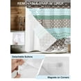 thumbnail image 3 of No Hook Cloth Fabric Shower Curtain with Snap in Liner, Boho Geometric Waterproof Shower Curtains Set with See Through Top Window, Turquoise Green Brown Tribal Stripes Bath Curtains Shower 60"x72", 3 of 6