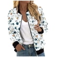 thumbnail image 1 of MKLEKYY Veste en Jean pour Femmes Veste Cardigan Décontractée à Imprimé Complet avec Fermeture Éclair Légère Mode Extérieure, 1 of 4