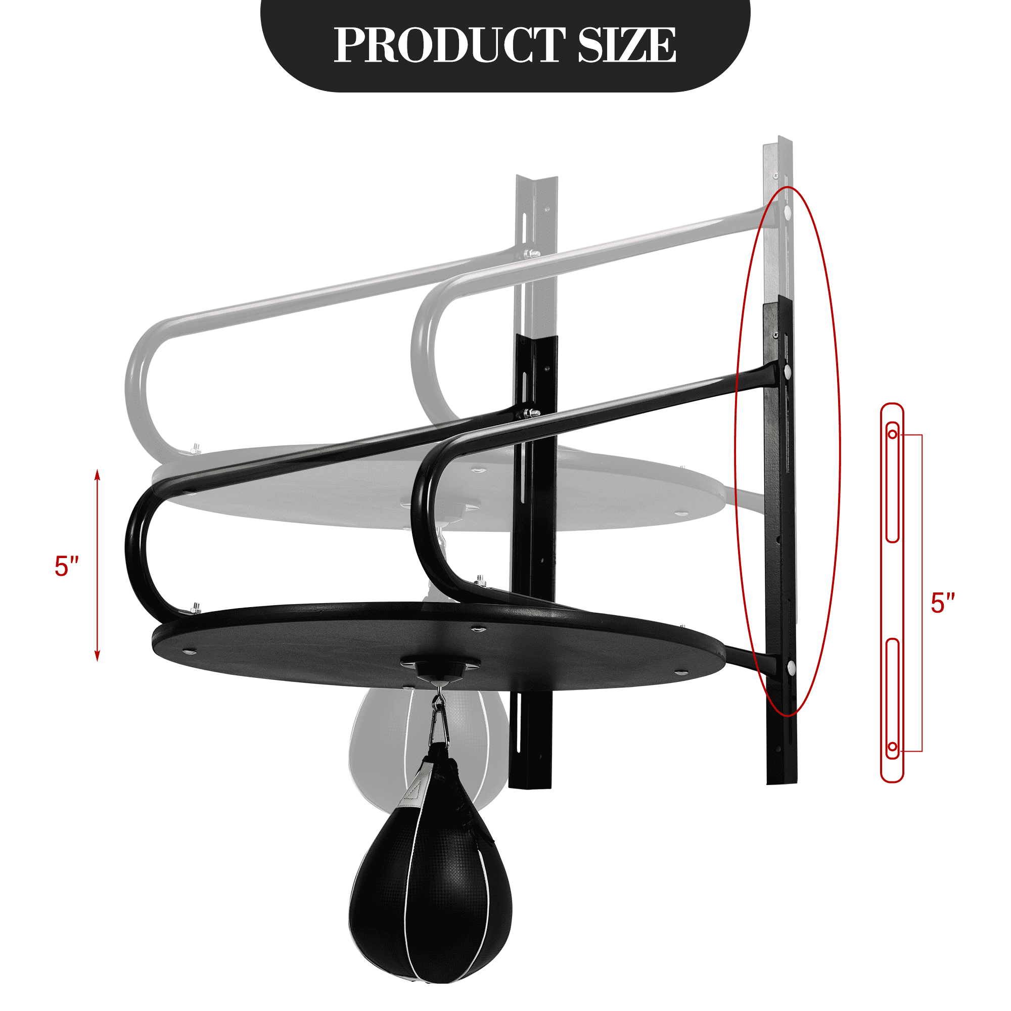 TEQIN Speed Bag Platform Kit, 24" Heavy Duty Wall Mount Boxing Training Equipment with Speed Punching Ball (10"x7") Adjustable Height Professional Fitness Ball Boxing Reaction Training Kit