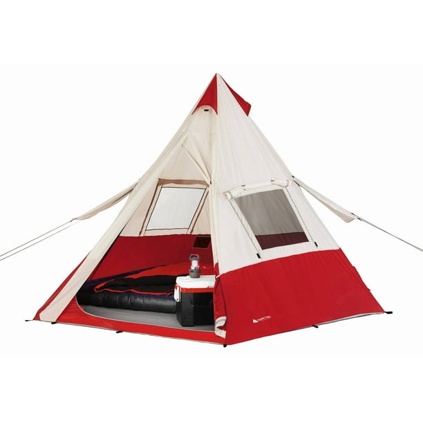 Ozark Trail 7 Person Teepee Tent Red White Walmart Walmart 