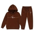 thumbnail image 2 of Kiijoy Big Girls Outfits Fleece Tracksuit Paris Print Hoodie Sweatpants Set, Sizes 10-11, 2 of 4