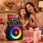 JYX Karaoke Machine for Adult, Portable Bluetooth Karaoke Speaker with 2 Microphones, Singing Party Speaker with Dj Lights for Outdoor, Home