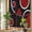 Red Black, variant on Rainbow Window Privacy Film, Black Brown Static Cling Window Film PVC, White Circle Modern Minimalist Geometric No Glue UV Blocking Glass Covering, Removable Stained Glass Sticker 17.7''x39.3''