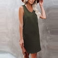 thumbnail image 4 of IROINNID Shift Dress For Women Casual Summer Tank Solid Sleeveless With Pocket Dress V-Neck Knee-Length Dress, 4 of 6