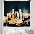 thumbnail image 1 of Perfume Tapestry, Cosmetic Spa Concept Fragrance Bottles Vintage Night-time Blurry Photo, Fabric Wall Hanging Decor for Bedroom Living Room Dorm, 5 Sizes, Dark Teal and Champagne, by Ambesonne, 1 of 1