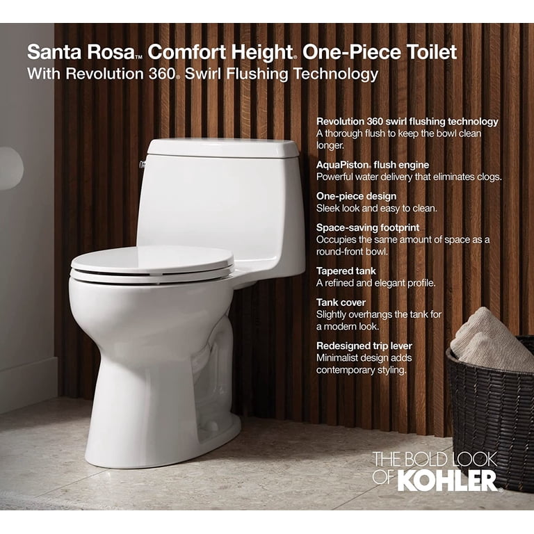 Kohler 30810-7 Santa Rosa Revolution 360 1 Piece 1.28 GPF Single