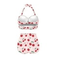 thumbnail image 4 of Renewold Pink Women Bikini Swimsuit Set Quick-Dry Halter Swimsuits, Cherry Ruched Tie Knot Bikini Set of 2 Surfing/Swimming Tummy Control Beachwear Bathing Suit Size S, 4 of 6