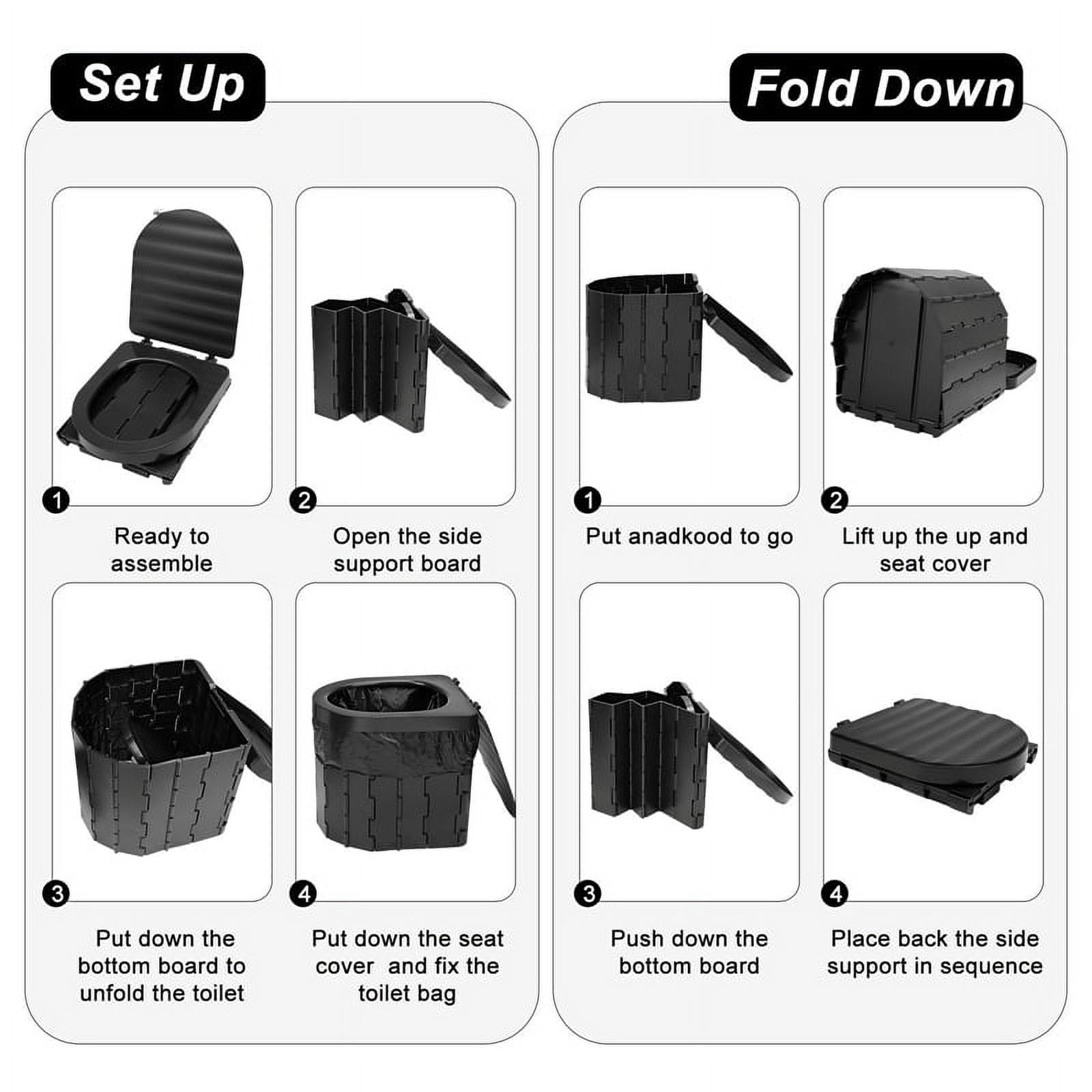 Hengguang Portable Camping Toilet, Outdoor Emergency Folding Toilet with Cover Adult Portable Potty Travel Toilet for Hiking, RV Trips, Road Trips, Beaches, Traffic Jams, Travel, Outdoors(Black)