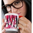 thumbnail image 2 of 3drose, Snowmen Pink Theme Design Kitschy Christmas, 11oz Two-tone Red Mug, 2 of 6