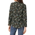 thumbnail image 3 of INSPIRE CHIC Women's Button Down V Neck Long Sleeve Floral Blouse 3XL Black, 3 of 7