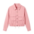 thumbnail image 5 of IUYRTFE Women's Collared Button Down Utility Jacket with Flap Pockets Lightweight Long Sleeve Casual Outdoor Coat, 5 of 9