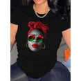 thumbnail image 1 of Playera Deportiva Manga Corta Mujer Dry-FitChic Abstract Portrait Print Women's T-Shirt - Casual Crew Neck, Short Sleeve, Stretchy Polyester Blend, Machine Washable - Perfect for Summer & Everyday F, 1 of 6