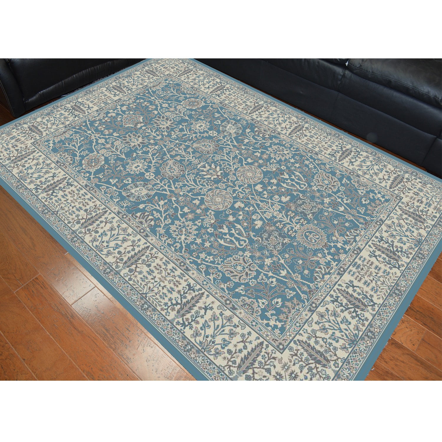 Mayberry Rug Machinemade Garden Blue Polypropylene Area Rug (5'3 x7'7