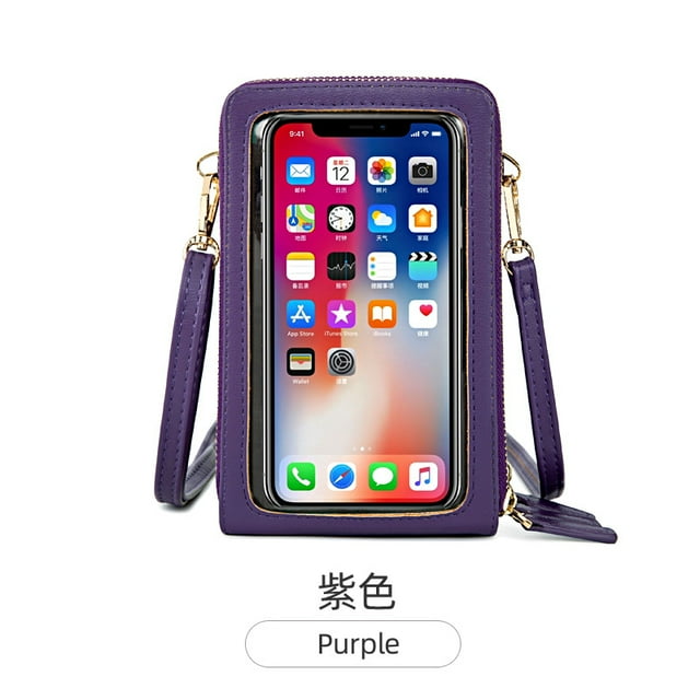JHIJHOO Women Touch Screen Wristlet Handbag, RFID Protection Small Wallet Purse Crossbody Phone Bag