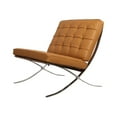 thumbnail image 2 of Pavilion Chair Premium Leather Solid One Piece Stainless Steel Frame Light Brown, 2 of 4